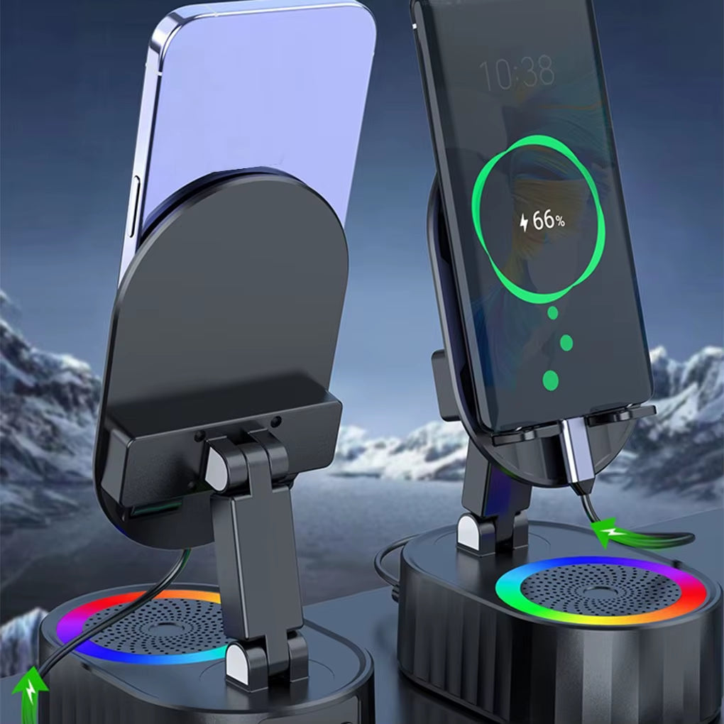 Bluetooth Speaker Phone Stand with Wireless Charging & RGB Ambient Light