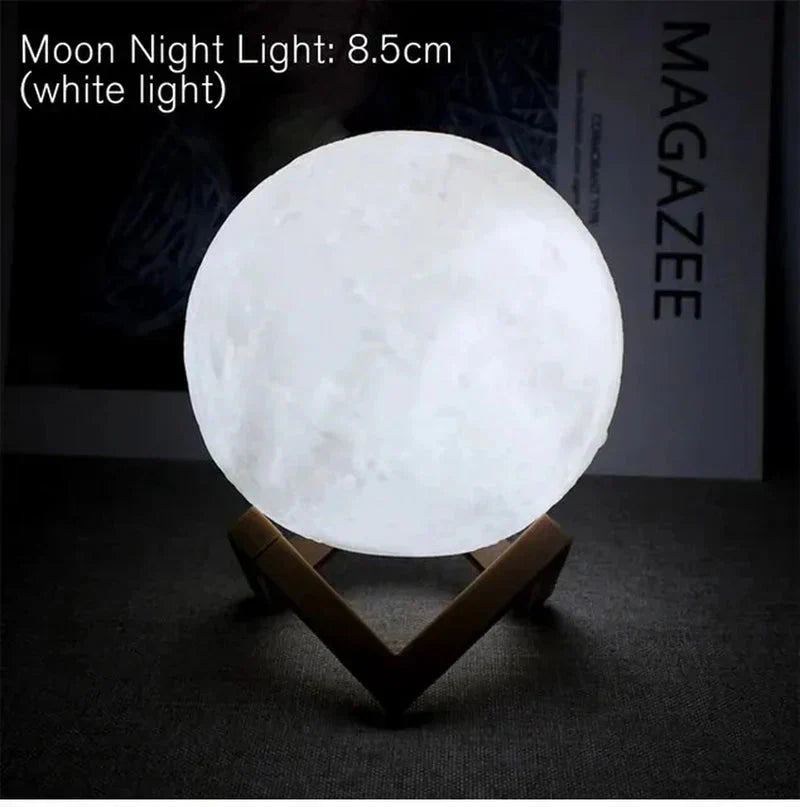 D5 Starry Moon Lamp 8Cm - LED Night Light with Stand