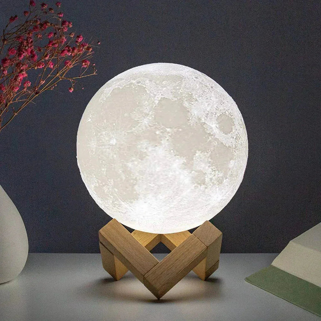 D5 Starry Moon Lamp 8Cm - LED Night Light with Stand